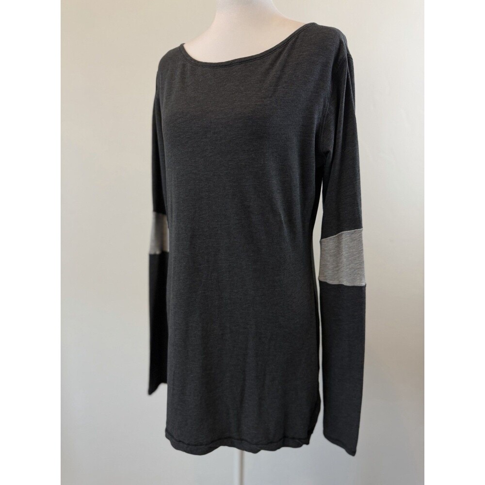 Lululemon Boat Neck Long Sleeve Top Womens Gray Colorblock Yoga Athletic Shirt - Picture 3 of 5